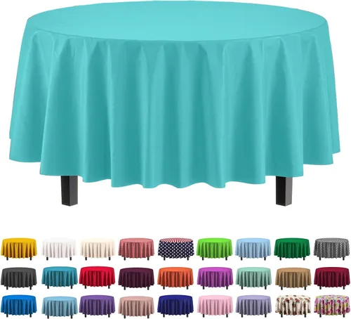 Miniatura 22 de Party Solids Paquete de 6 manteles de plástico prémium de 54 pulgadas x 108 pulgadas. Cubierta de mesa rectangular de plástico - Aqua