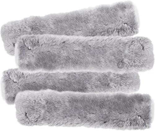 ZONETECH Cinturón de seguridad de automóvil, cómodo y suave, 4 unidades, color gris exuberante, calidad premium, acolchado para adultos y niños