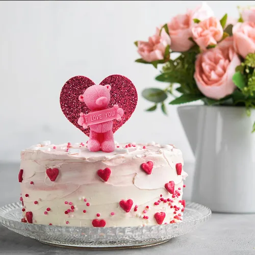 Miniatura 3 de Molde de vela de oso para hacer velas, molde de silicona 3D para el día de San Valentín para fundición de resina, bricolaje de yeso y arcilla I Love