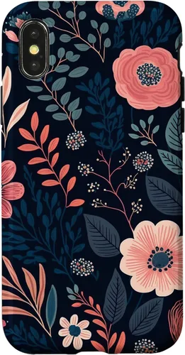 Miniatura 5 de Boho Navy Blue and Pink Floral Botanical Pattern Flower Art Case for iPhone 17