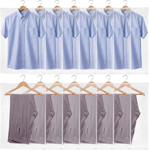 Miniatura 10 de Chumia Paquete de 50 fundas de hombro para ropa en el armario, fundas transparentes para colgar en trajes, chaquetas, camisas, protector organizador
