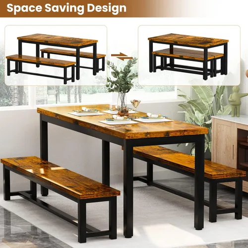 Miniatura 6 de AWQM Juego de mesa de comedor, juego de cocina con 2 bancos, ideal para el hogar y la habitación, desayuno de 43.3 x 23.6 x 28.5 pulgadas, bancos