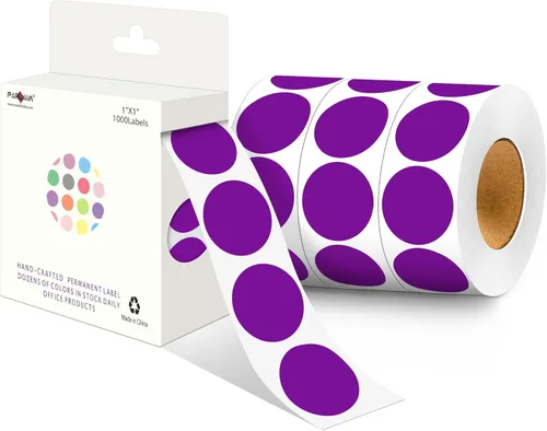 Miniatura 19 de PARLAIM Pegatinas adhesivas permanentes redondas de 1 pulgada con código de color en forma de puntos, 1000 por rollo, caja dispensadora de Azul