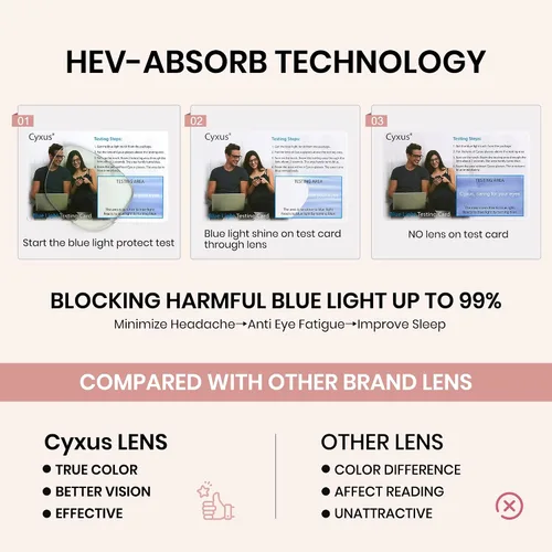 Miniatura 7 de Cyxus gafas de luz azul para mujer, gafas de computadora de moda para oficina reducen la fatiga ocular, anti migraña para trabajo y lectura