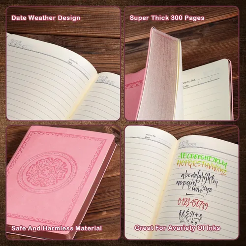 Miniatura 5 de Fetinar Cuaderno vintage de cuero 2026, 300 páginas, cuadernos de cuero con tapa blanda rayados para mujeres y hombres, cuadernos para escribir