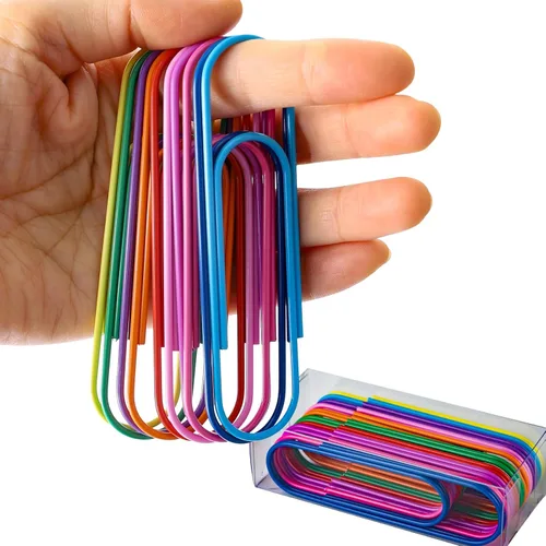 Miniatura 8 de Clips de papel de 4 pulgadas, 30 piezas de clips de papel jumbo de 100 mm, clips de papel multicolores gigantes de metal con revestimiento de vinilo