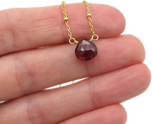 Miniatura 14 de Collar con colgante de piedra natal con piedra preciosa genuina, relleno de oro de 14 quilates, 18 pulgadas
