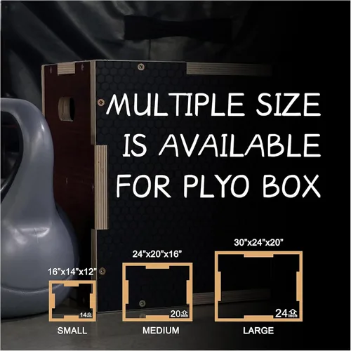 Miniatura 4 de Fitvids Plataforma de ejercicio de madera antideslizante de 16 x 14 x 12 pulgadas, equipo de entrenamiento pliométrico para gimnasio en casa, caja