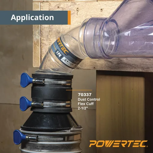 Miniatura 4 de POWERTEC 70402 Reductor de cono de manguera de 4 a 2-1/2 pulgadas y manguito flexible de control de polvo de 2-1/2 pulgadas con abrazaderas