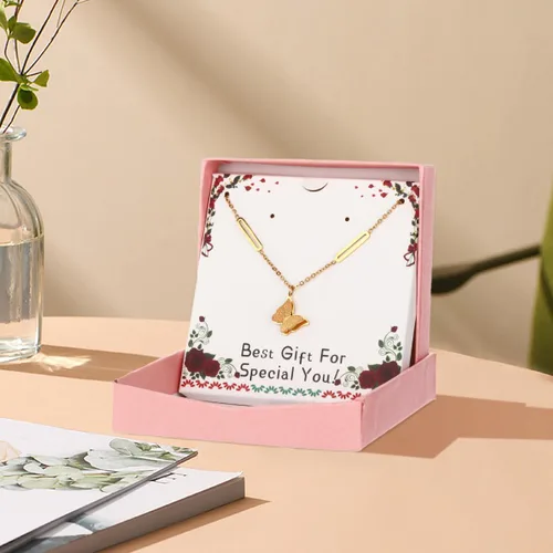 Miniatura 4 de ZHUWE Delicado collar con colgante de mariposa de acero inoxidable de doble capa para mujeres y niñas, regalo de joyería
