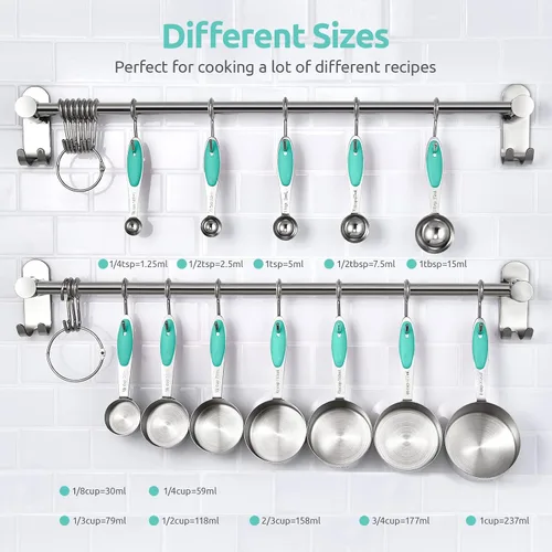Miniatura 2 de U-Taste - Juego de tazas y cucharas medidoras: U-Taste 18/8 de acero inoxidable, 12 piezas, apilamiento de metal, juego de medidas para cocina