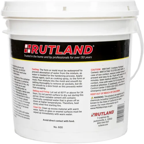Miniatura 7 de Rutland balde de cemento maleable de 12.5 libras – Mezcla con agua (arcilla refractaria) soporta hasta 2,200 grados Fahrenheit.
