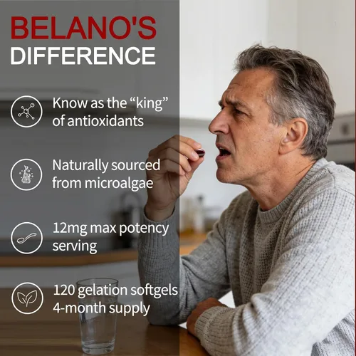 Miniatura 3 de Belano's Astaxantina 12 mg, cápsulas blandas de astaxantina, suplemento antioxidante premium de astaxantina Apoyo de salud y energía, sin OMG