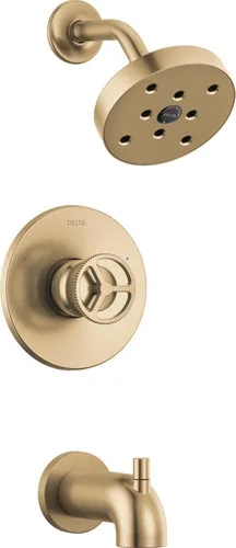 Delta Faucet Trinsic Serie 14 Juego de grifo de ducha dorado con cabezal de ducha H2Okinetic, kit de accesorios de ducha dorados, juego de grifo de