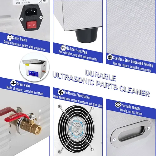 Miniatura 7 de Limpiadores ultrasónicos, máquina de limpieza de carburador ultrasónico industrial con temporizador digital para joyas, lentes, instrumentos