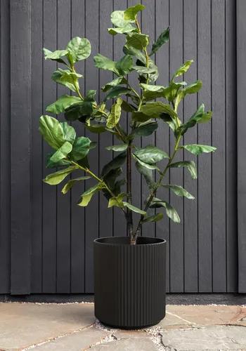 Miniatura 4 de Veradek Serie Mason Demi Plantador - Plantador Grande Redondo para Patio/Balcón Interior o Exterior Hecho de Plástico y Hormigón con Agujeros