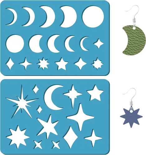 GORGECRAFT 2 estilos de aretes de estrella, plantillas de forma de joyería de fase lunar, plantillas de diamante, plantillas de corte acrílico