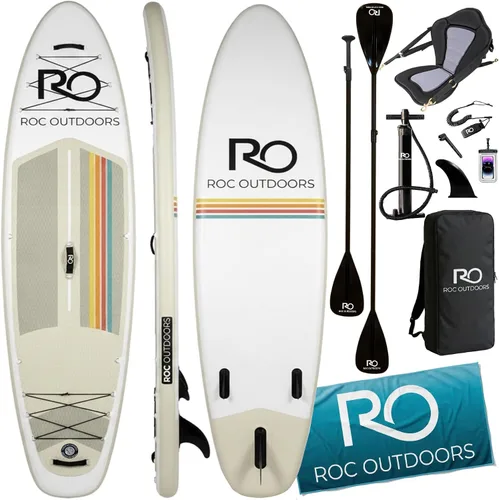 Miniatura 17 de Roc Tabla de remo inflable con accesorios y mochila de alta calidad, cubierta antideslizante, bolsa impermeable, correa, remo y bomba de mano.