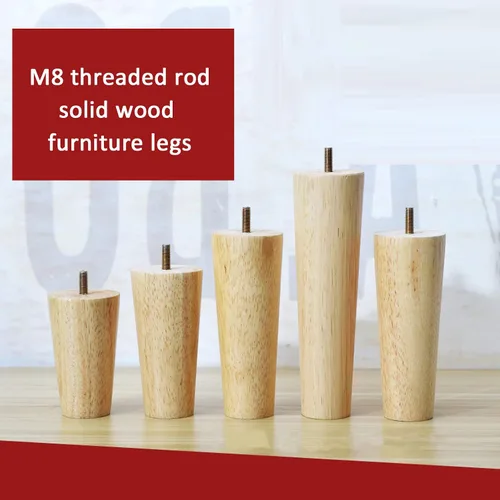 Miniatura 3 de Patas cónicas de madera maciza, patas de mesa de centro con rosca M8, patas de mesa de café, patas de sofá de bricolaje, patas de soporte
