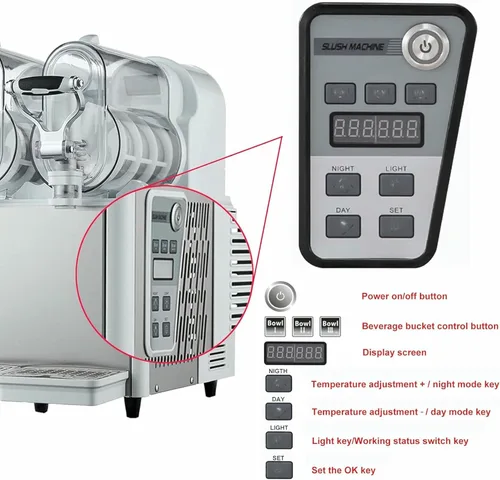 Miniatura 3 de Máquina comercial de granizado de 3/6/9L, máquina para hacer granizados de -2 ~ -44.6 °F, máquina de granizado de hielo con pantalla LED