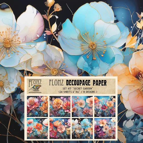 Decoupage - Paquete de papel (24 hojas de 6 x 6 pulgadas) Secret Garden # Papel de patrón de estilo vintage para decoupage, manualidades y álbumes