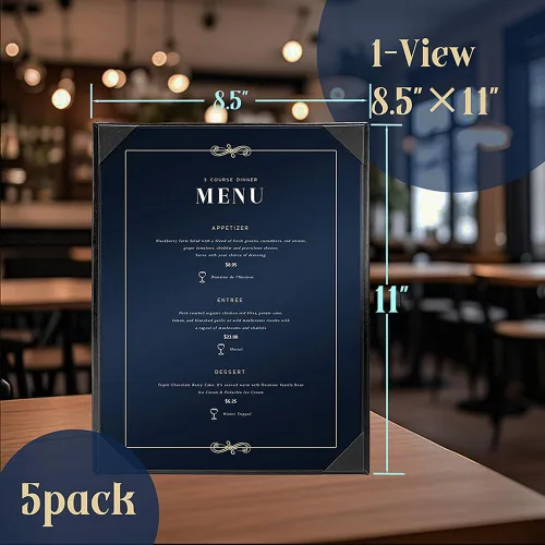 Miniatura 3 de Goodsmart Columbia Casebound - Fundas para menú de restaurante, paquete de 5, color negro, de piel sintética de alta calidad, 8.5 x 11 pulgadas, 1