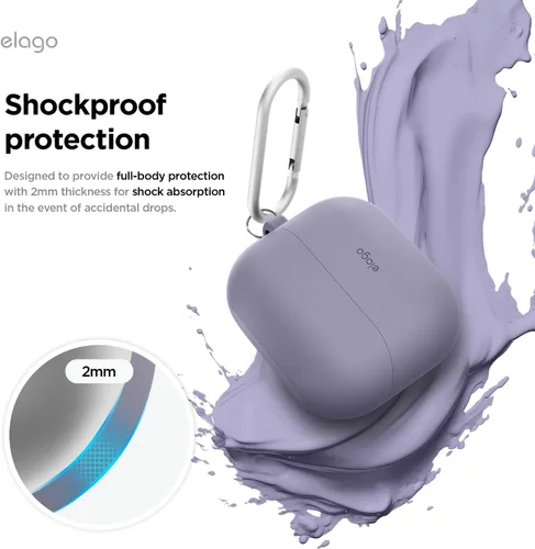 Miniatura 6 de elago Compatible con Samsung Galaxy Buds 3 Pro y 3 y 3 FE, funda de silicona de alta calidad con mosquetón, protección completa, carga inalámbrica