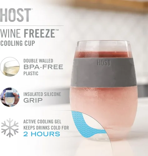 Miniatura 2 de Host Copas de vino de plástico sin tallo - Copa de vino de doble pared aislada FREEZE enfría bebidas con gel congelante, copas de vino para vino