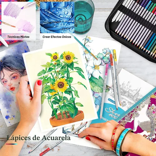 Miniatura 6 de Soucolor Paquete de 73 suministros de arte para adultos, regalos de artistas, suministros escolares, lápices de dibujo con cuaderno de bocetos