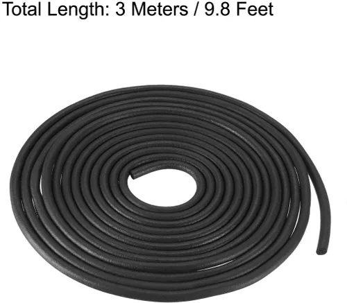 Miniatura 2 de uxcell Tira de sellado de goma de espuma Burlete 3mm de diámetro 3 metros de largo Negro