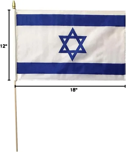 Miniatura 2 de Trade Winds Israel Israel País israelí (12 x 18) pulgadas 68D tejido poliéster nailon palo bandera en bastón de madera de 24 pulgadas, multicolor
