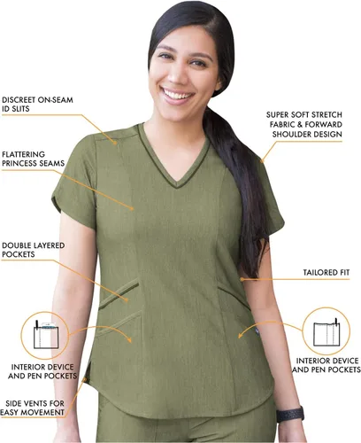 Miniatura 3 de Adar Pro - Conjunto médico moderno para mujer - Camiseta médica moderna con cuello en V y pantalón médico, pantalón de yoga
