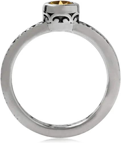 Miniatura 3 de Silvershake Anillo de filigrana apilable de plata de ley 925 con piedra natal auténtica, estilo eternidad