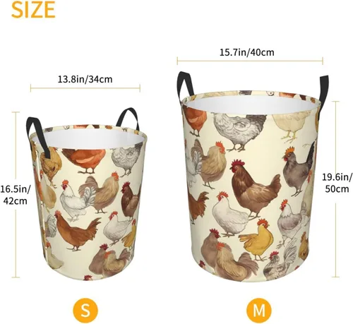 Miniatura 5 de Cesto circular con estampado de una cría de pollos impermeable, cesta organizadora de almacenamiento con asas para ropa, juguetes, pequeña