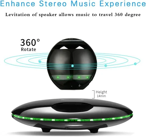 Miniatura 2 de Infinity Orb - Altavoz magnético con levitación Bluetooth 4.0 LED y flash flotante inalámbrico con micrófono y botones táctiles (negro)