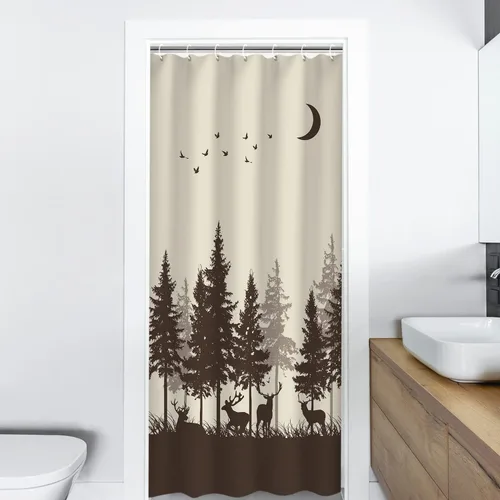 Miniatura 3 de RosieLily Cortinas de ducha de cabaña, cortina de ducha de ciervo, cortina de ducha de camuflaje para baño, cortina de baño de caza de alces