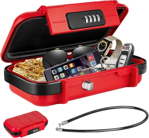 Miniatura 12 de HUANLANG Caja de Seguridad Portátil con Cerradura de Combinación Mini Caja de Seguridad para Viajes de Playa Impermeable Cajas de Bloqueo Pequeñas
