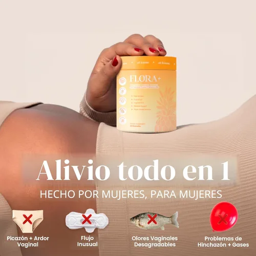 Flora+ Gomitas probióticas vaginales para mujeres para el equilibrio del pH, apoyo contra el olor y la frescura con prebióticos y ácido hialurónico,