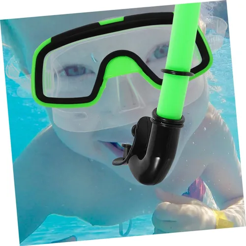 Miniatura 7 de UPKOCH Juego de equipo de esnórquel para niños, 2 piezas, popotes, aletas cortas para natación, diseño semiseco antivaho para niños y niñas