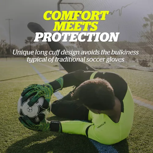 Miniatura 5 de Storelli - Guantes de portero Lightning, protección de mano de alto impacto con 5 espinas de dedo incorporadas, látex alemán New Basic Tormenta Verde