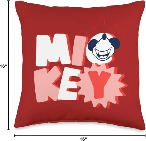 Miniatura 4 de Disney Mickey Mouse All Smiles - Almohada roja, 16 x 16 pulgadas, multicolor