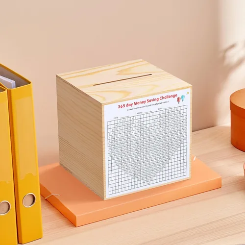 Miniatura 5 de Alcancía creativa para adultos con dinero real, caja de dinero de madera natural, solo puede salvar la alcancía que no se puede sacar
