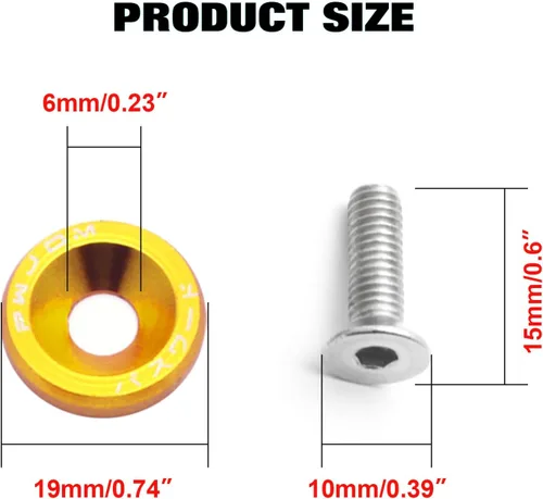 Miniatura 4 de x xotic tech 20 piezas Fender Bumper Arandela Tornillo M6x20mm T6 Grado CNC Billet Aluminio Arandela Motor Bay Dress Up Kit (negro)