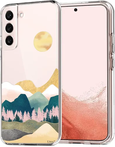 Miniatura 15 de Unov Funda para Galaxy S22 transparente con diseño de TPU suave absorción de impactos, patrón delgado en relieve, cubierta trasera protectora