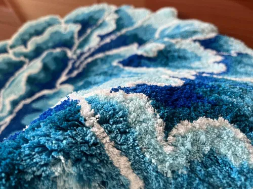 Miniatura 6 de Alfombra de área con forma floral de peonía azul, alfombra de arte moderno para dormitorio, cocina, baño, alfombra de baño suave, antideslizante