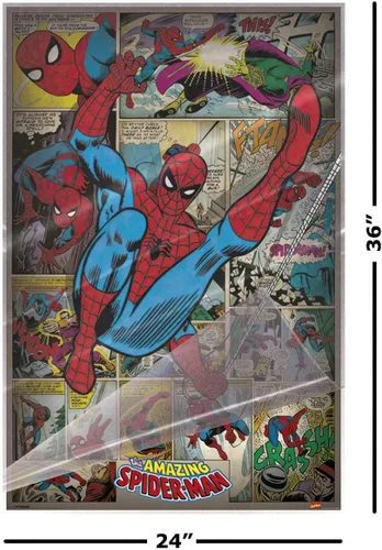 Miniatura 2 de The Amazing Spider-Man - Póster impreso de Marvel Comics (estilo retro, montaje cómico) (tamaño: 24 x 36 pulgadas) (póster laminado)