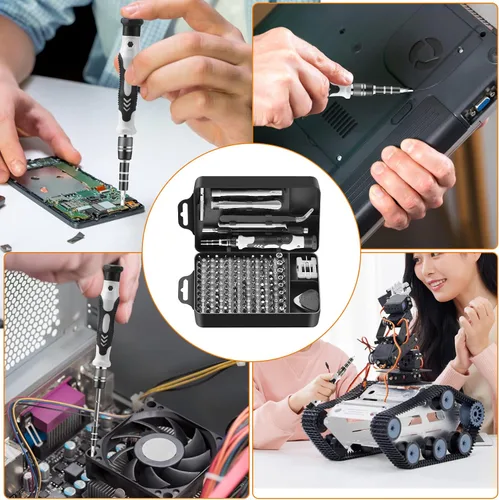 Miniatura 6 de NECAMOCU Juego de destornilladores de precisión, kit de herramientas de reparación magnética profesional de grado 115 en 1 para electrónica