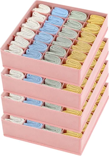 Miniatura 28 de Joyoldelf Organizador de cajones para calcetines, organizador de ropa interior, organizador de 16 celdas de tela, cajas de almacenamiento para Gris
