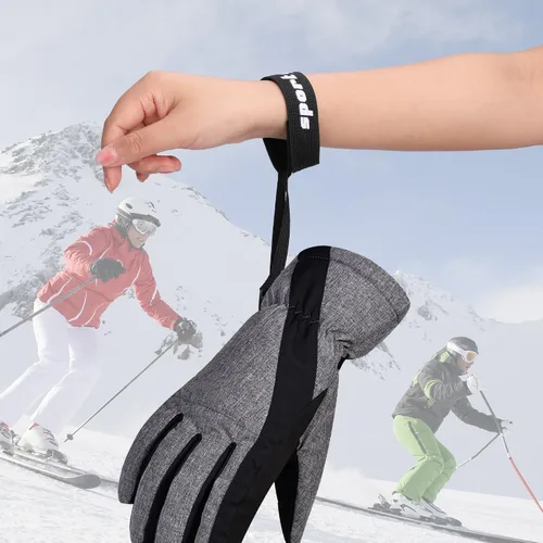 Miniatura 4 de RunNico 4 correas de seguridad para guantes deportivos Soporte elástico para guantes de esquí Guantes de esquí esposas para colgar guantes, ideal