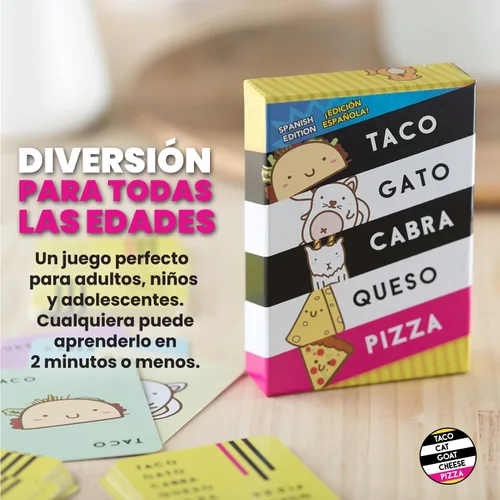 Miniatura 2 de Taco Cat Goat Cheese Pizza Edición Española Juego de cartas salvajemente entretenido para la noche de juego familiar Fácil de jugar con rondas